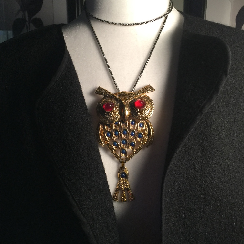 Large Vintage Owl Statement Pendant.